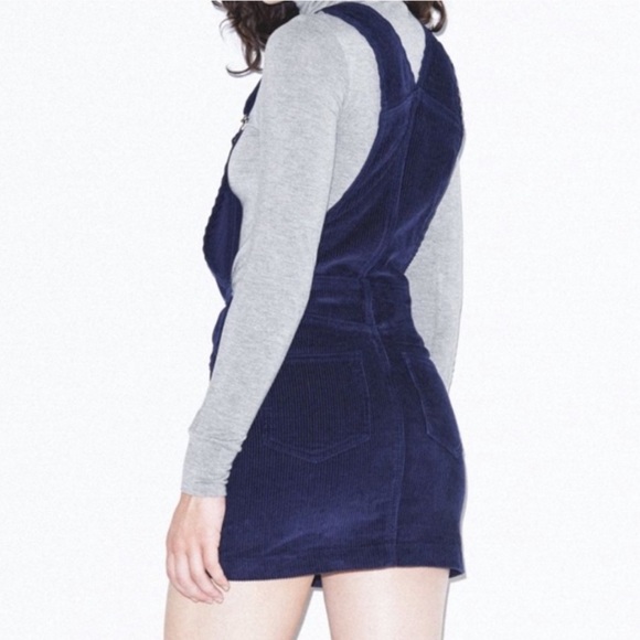 Corduroy Overall Skirt AA - Navy Blue - Picture 2 of 6